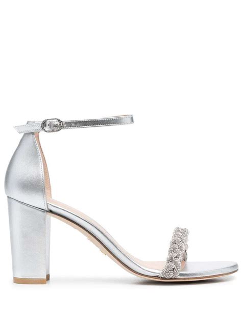 Stuart Weitzman Nearly Nude Mm Sandals Silver Editorialist