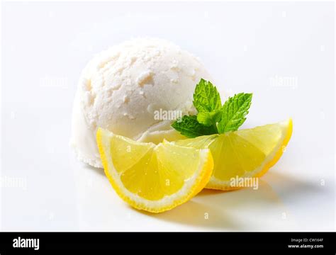 Scoop Of Lemon Ice Cream Stock Photo Alamy