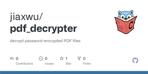 GitHub Jiaxwu Pdf Decrypter Decrypt Password Encrypted PDF Files