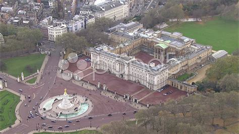 Aerial View Above Londons Buckingham Palace And The Victoria Memorial