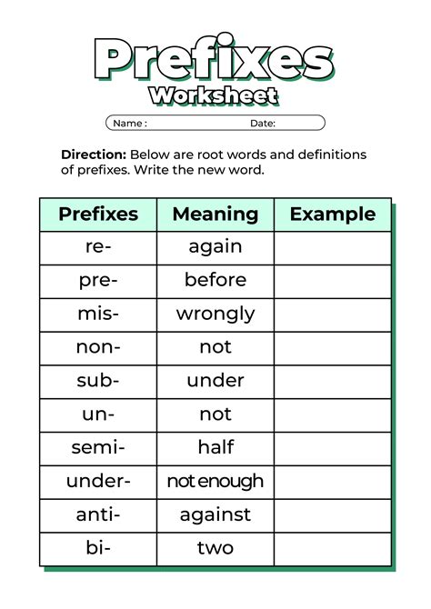 Suffix And Prefix Worksheets