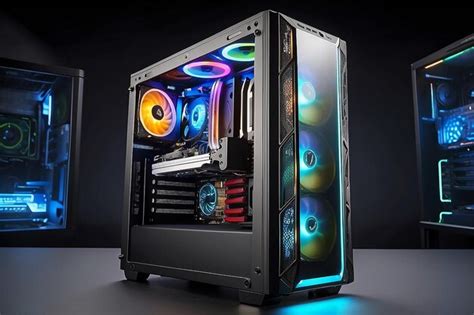 Premium Photo | Gaming PC Tower Details Power and Design Emphasis