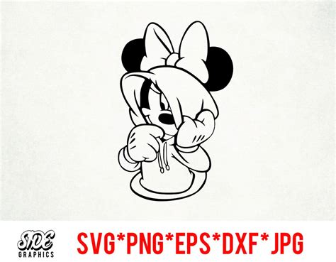 Minnie Mouse Svg Instant Download Digital File Svg Png Eps  And Dxf Clip Art For Cricut