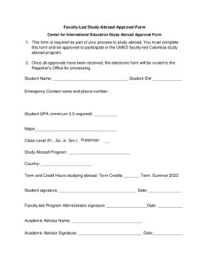 Fillable Online Faculty Led Study Abroad Approval Form Fax Email Print