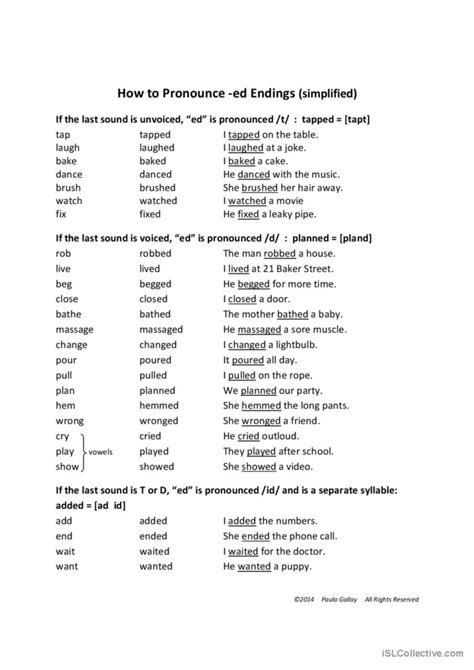 How To Pronounce Ed Pronunciation … English Esl Worksheets Pdf And Doc