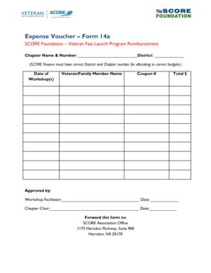 Fillable Online Score Expense Voucher Form A Score Score Fax