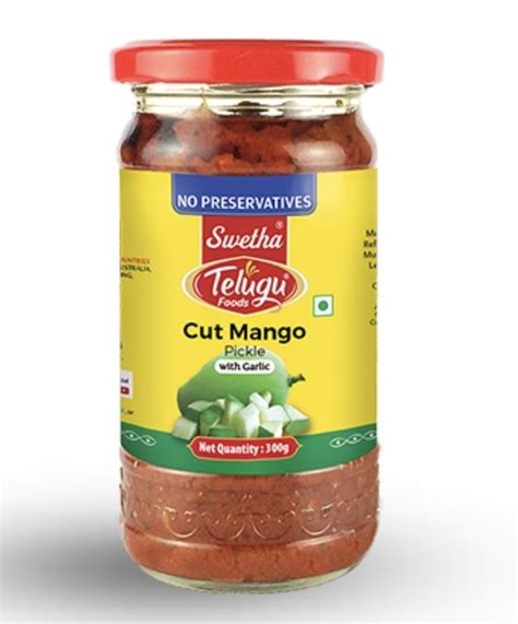 Swetha Cut Mango Pickle With Garlic Gm Authentic Telugu Style