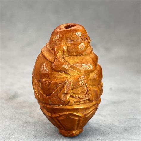 Estate Sale Hand Carved Olive Pit Bead Of A Happy Buddha Etsy