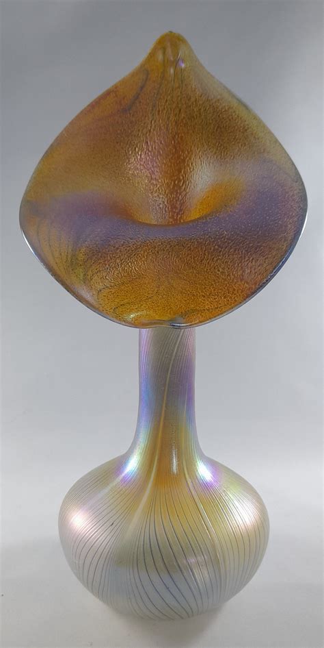 Hand Blown Art Nouveau Vase In Loetz Style Etsy