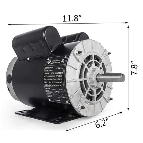 Mophorn Motor Eléctrico De 3 Hp Motor De Ca De 1 Fase 3450 Rpm 60 Hz 56 Marcos Motor De