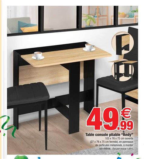 Promo Table Console Pliable Andy Chez Bazarland ICatalogue Fr