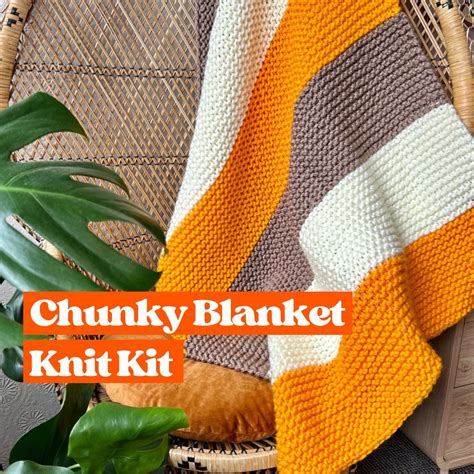 Knitting Kit Striped Blanket Knit Kit Knit Your Own Striped Blanket