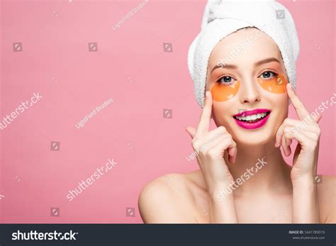 Happy Naked Girl Touching Face Eye Stock Photo Shutterstock