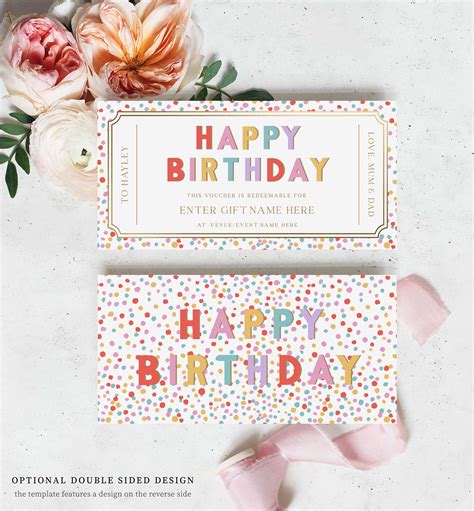 Dot Multi | Printable Birthday Gift Voucher Template – Black Bow Studio