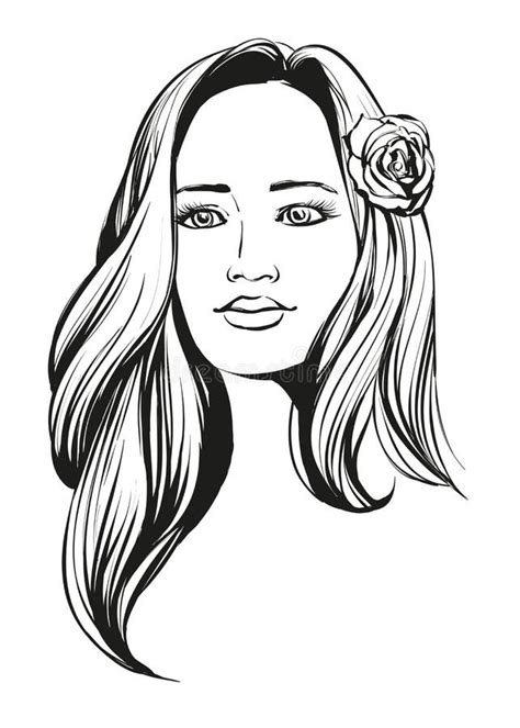 Beautiful Woman Face Hand Drawn Vector Illustration Stock Vector