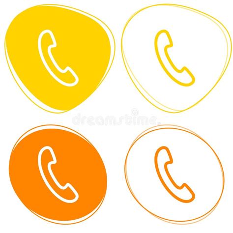 Set Of Yellow Flat Phone Icons Phone Icon Set Call And Phone Stock