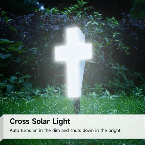 Solar Powered Cross Lights Stake Solar Cross Light For Cemetery Solar Cross Garden Stake Outdoor