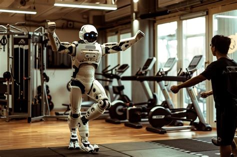 Premium Photo A Robot Personal Trainer Guiding An Exercise Routi