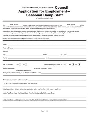 Fillable Online Campshands Seasonal Camp Staff Campshands Fax Email