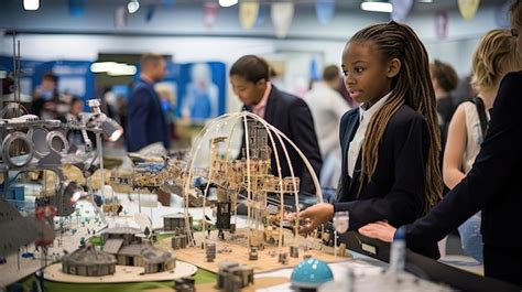 Premium Photo | Students proudly showcase their innovative projects at ...