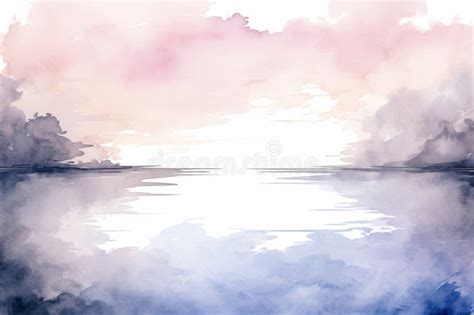 A Watercolor Painting of Clouds and Water Stock Illustration - Illustration of creativity ...