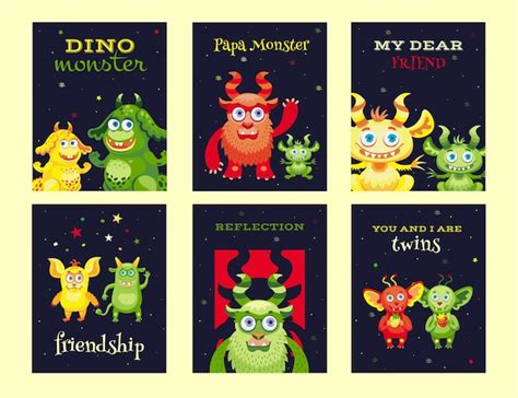 Free Vector Creative Leaflet Designs With Friendly Monsters Variety