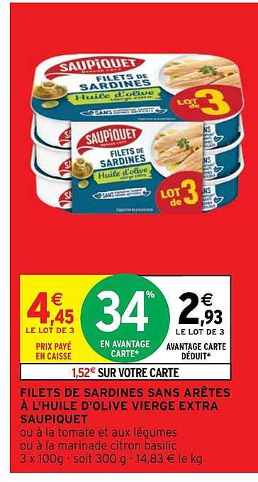 Promo Filets De Sardines Sans Arêtes à L huile D olive Vierge Extra