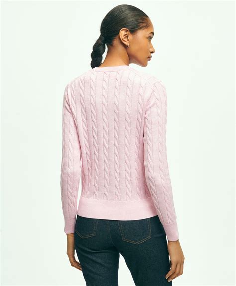 Brooks Brothers Women S Supima Cotton Cable Sweater Pink Brooks Brothers