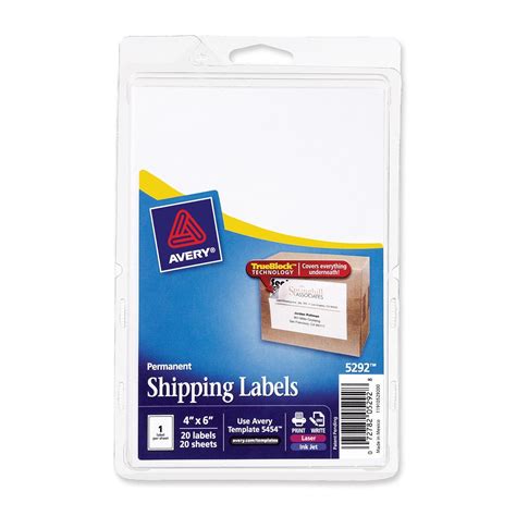 Avery Rectangle 4" x 6" Shipping Labels with Trueblock Technology - 20 ...