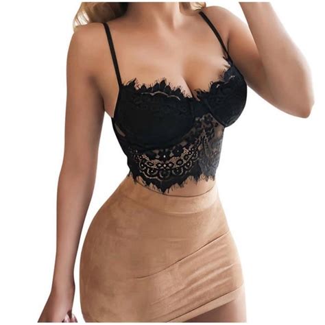 Soutien Gorge Sexy Femmes Dentelle Bustier Gilet Lingerie Slips Vider