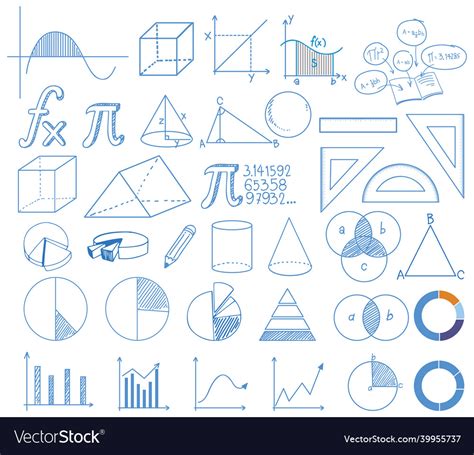 Set of math sign and graph Royalty Free Vector Image