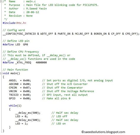 Pic12f675 Led Blinking Code Proteus Simulation Saeeds Blog