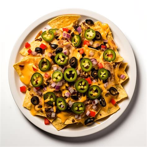 Premium AI Image | a top view photo of loaded nachos topped with ...