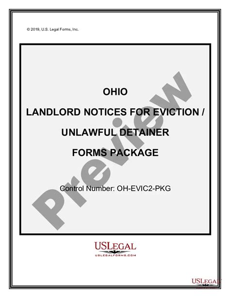 Ohio Landlord Notices For Eviction Unlawful Detainer Forms Package Landlord Eviction Forms