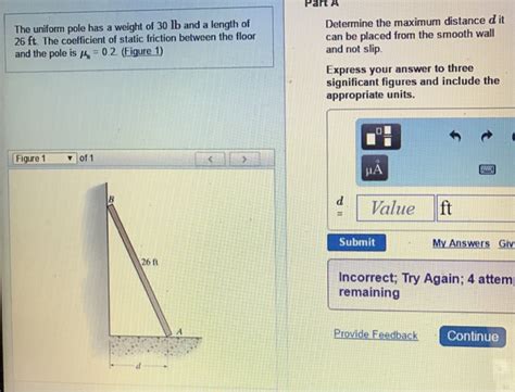 Solved The Uniform Pole Has A Weight Of Lb And A Length Chegg