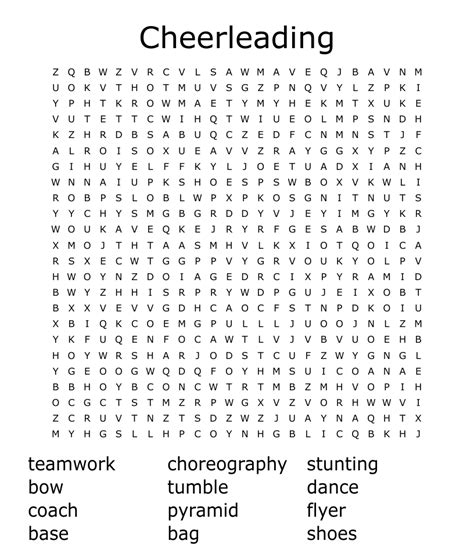 Cheerleading Word Search Wordmint