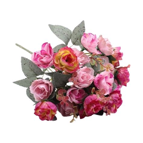 Tureclos Artificial Flowers Rose Rhinestone Lightweight Faux Bunch