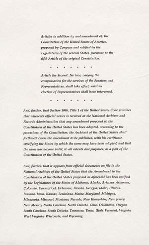 Twenty-seventh Amendment | Ratification, Congressional Pay, Limitations ...