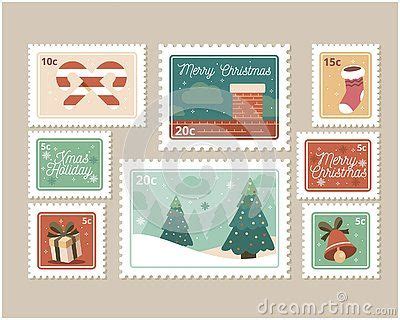 Christmas Postage Stamps with Decorations