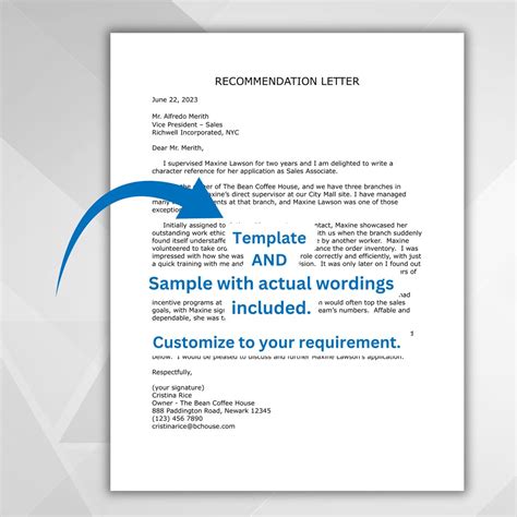 Letter of Recommendation Template, Character Letter, Recommendation Letter for Employment From ...