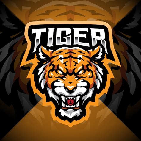 Design Do Logotipo Do Mascote Tiger Head Vetor Premium