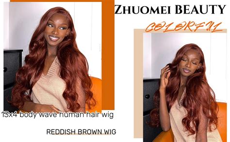 Amazon Inch Reddish Brown Lace Front Wigs Human Hair Body Wave