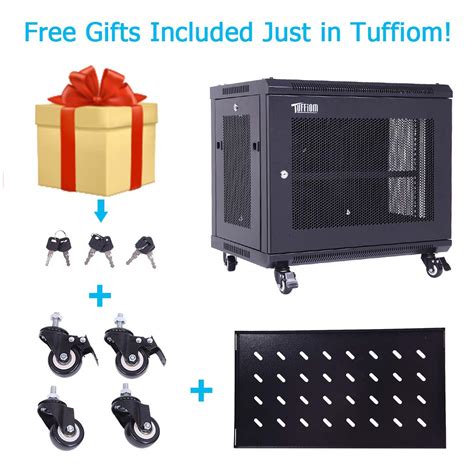 Buy TUFFIOM 9U Casters Network Cabinet Enclosure Wall Mount Rack W