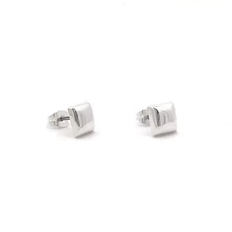 Arete Broquel Cuadrito De Plata Ag Lea Mujer