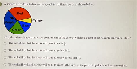 Solved A Spinner Is Divided Into Five Sections Each In A Different