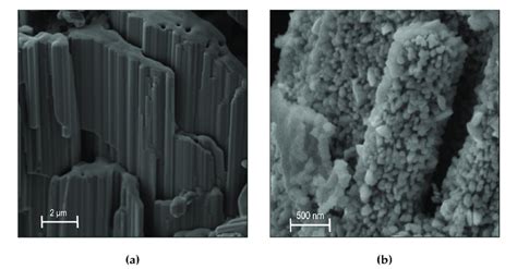 Sem Images Showing The Columnar Structure Of The Nb2o5 Raw Material A Download Scientific