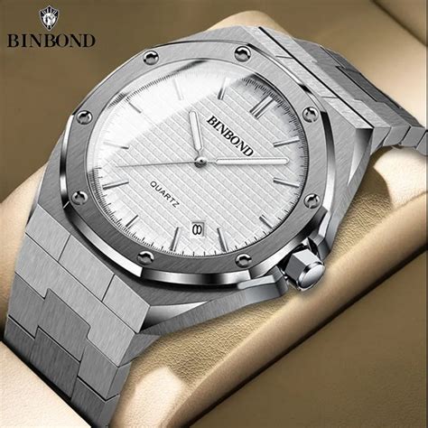 BINBOND Top Brand Business Men S Quartz Watch Stainless Steel Calendar