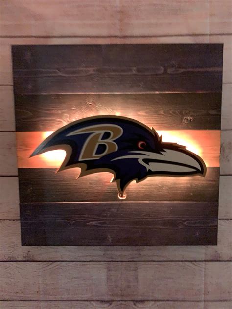 Baltimore Ravens Rustic Wood Led Lit Mancave Wall Art Sign Etsy