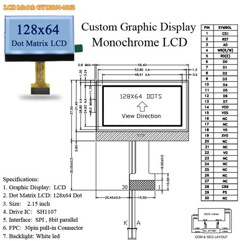 In Stock X Lcd Fstn Cog Lcd Factory I C Spi St Pin Screen