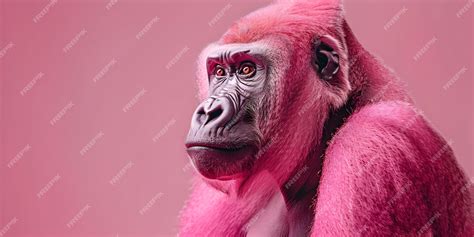 Premium Photo A Pink Gorilla In A Vibrant Monochromatic Setting